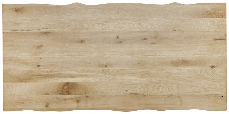 Valdera Tischplatte MEMORY Holztischplatte in natürlicher Holzoptik, rechteckig, aus der Vogelperspektive fotografiert.