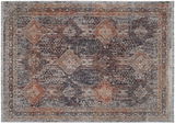 Frisé-Teppich mit orientalischem Muster in warmen Erdtönen, Draufsicht