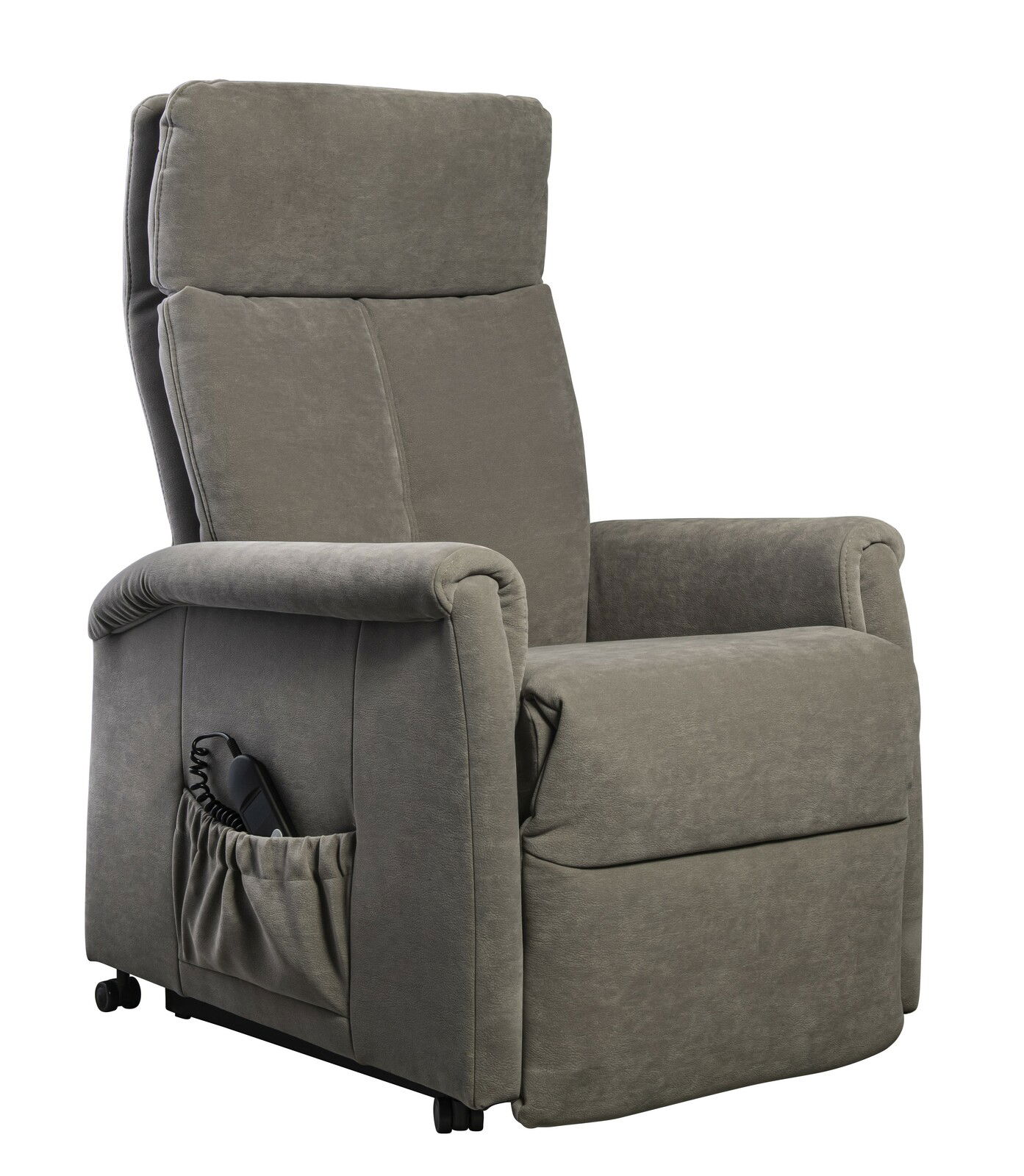 Himolla Fernsehsessel 9106 QUARTETT + Grauer Fernsehsessel mit hoher Rückenlehne und seitlicher Fernbedienungstasche, seitliche Perspektive