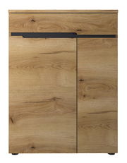 Schuhschrank aus Holz in Frontansicht mit natürlicher Holzmaserung und modernem Design