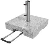 Granit-Trolley-Sockel mit ausziehbarem Griff, seitliche Perspektive