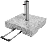 Granit-Trolley-Sockel mit ausziehbarem Griff, seitliche Perspektive