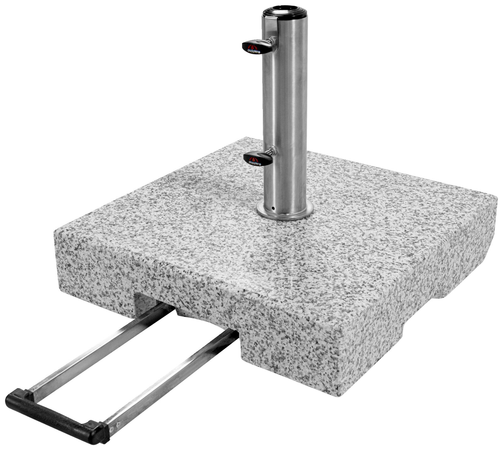 Doppler Trolley met granieten voet ACTIVE Granieten trolleyvoet met uitschuifbare handgreep, zijaanzicht