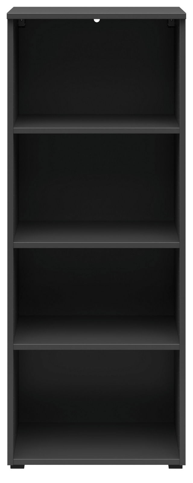 Carryhome Regal MULTISTAURAUM Schwarzes Regal mit vier Einlegeböden, frontale Ansicht