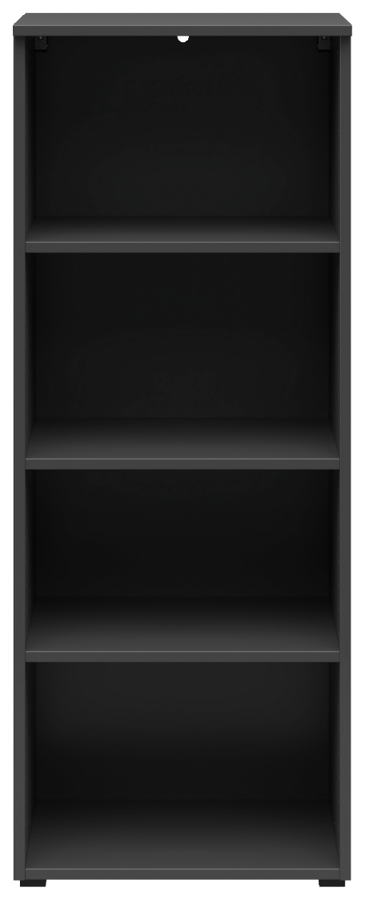 Carryhome Regal MULTISTAURAUM Schwarzes Regal mit vier Einlegeböden, frontale Ansicht