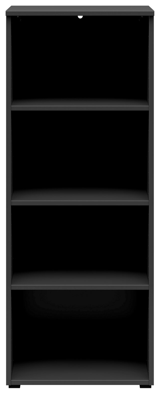 Carryhome Regal MULTISTAURAUM Schwarzes Regal mit vier Einlegeböden, frontale Ansicht