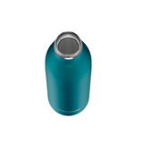 Teal-farbene Thermos Isolierflasche mit offenem Deckel, Ansicht von oben