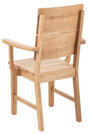 Holzsessel aus Eiche, Rückansicht, mit Armlehnen und gerader Rückenlehne