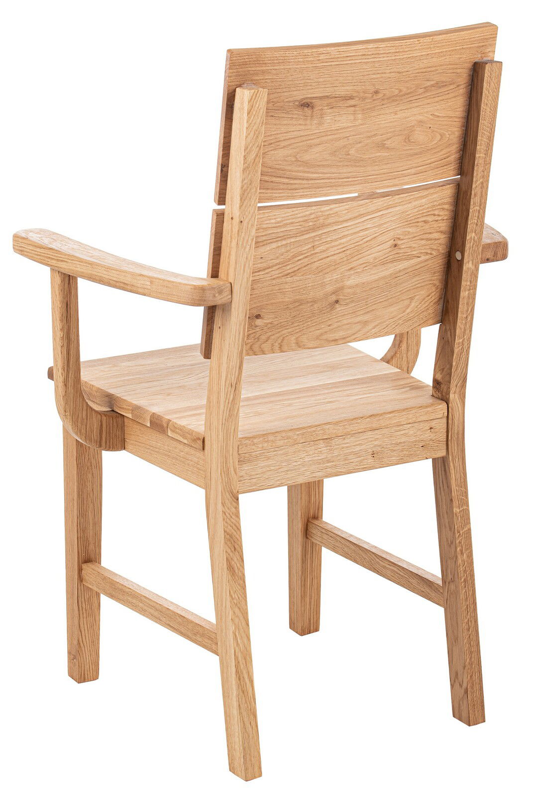 Holzsessel aus Eiche, Rückansicht, mit Armlehnen und gerader Rückenlehne