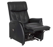 Schwarzer Fernsehsessel in halbliegender Position, seitliche Perspektive