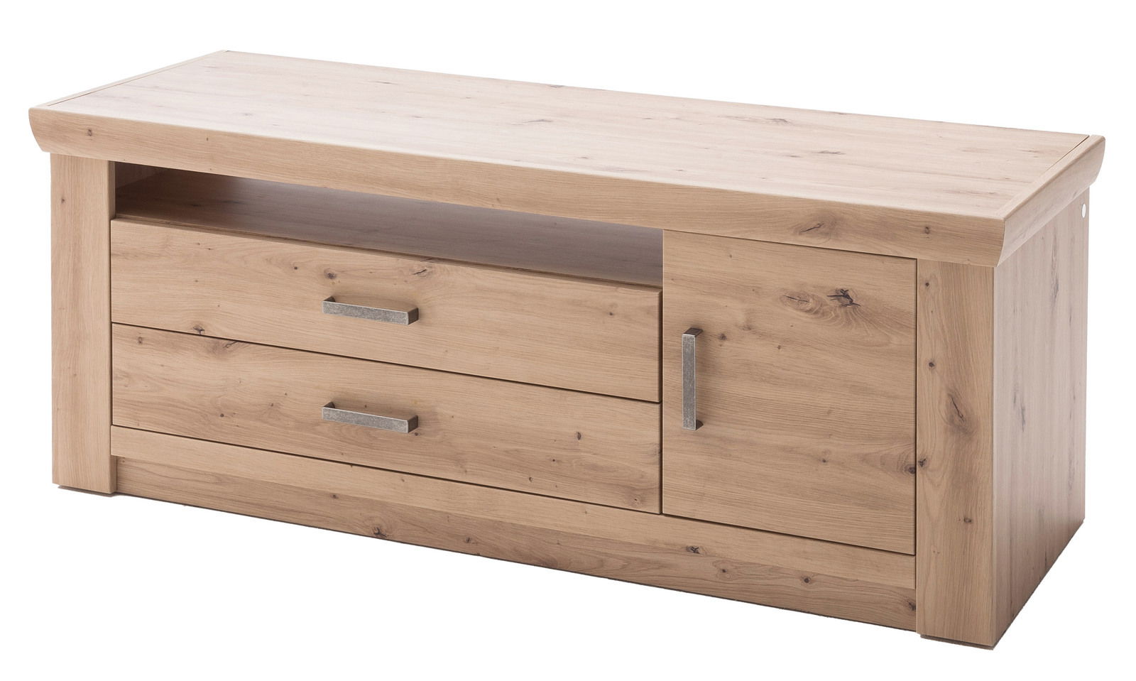 Landscape TV-Lowboard BRUNECK TV-Lowboard aus Holz mit zwei Schubladen und einer Tür, Perspektive von vorne links