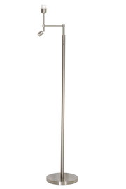 Moderne Stehleuchte aus Metall mit verstellbarem Lesearm, seitliche Perspektive