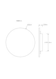 Technische Zeichnung eines runden Wand-/Deckenleuchtenkörpers mit Ø 30 cm und 3,8 cm Tiefe, dargestellt in Frontansicht und Seitenansicht.
