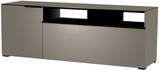 Moderano TV-Lowboard Serie BORMIO in seitlicher Perspektive, modernes Design mit zwei Türen und offenem Fach.