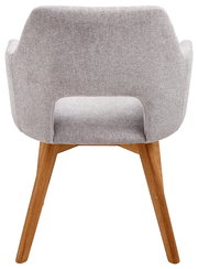 Rückansicht eines grauen Sessels mit Holzbeinen, Serie EVITA