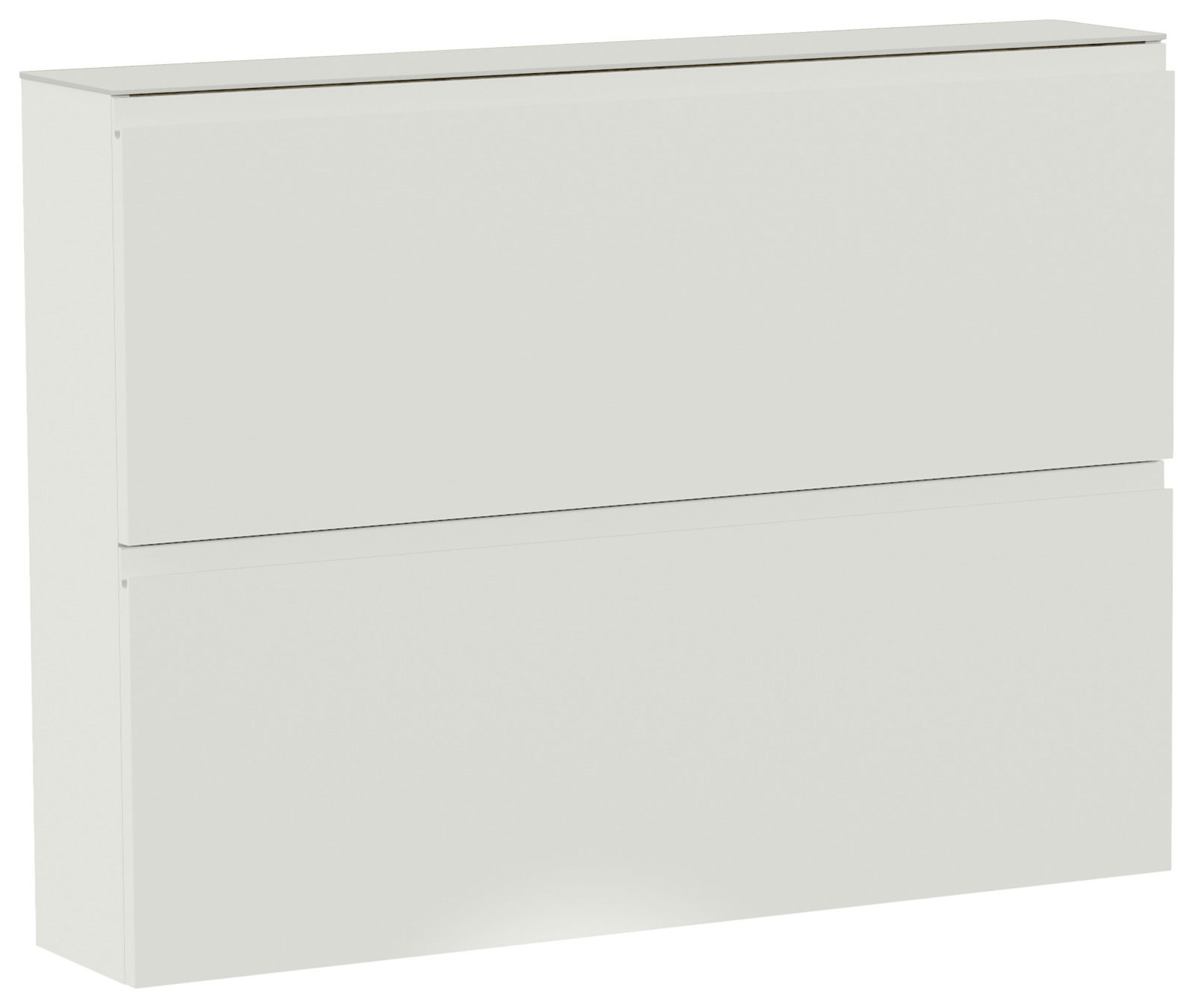 Moderano Hängeschuhschrank LECCO Moderner Hängeschuhschrank mit zwei Klappen in weißer Farbe, seitliche Perspektive