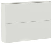 Moderner Hängeschuhschrank mit zwei Klappen in weißer Farbe, seitliche Perspektive