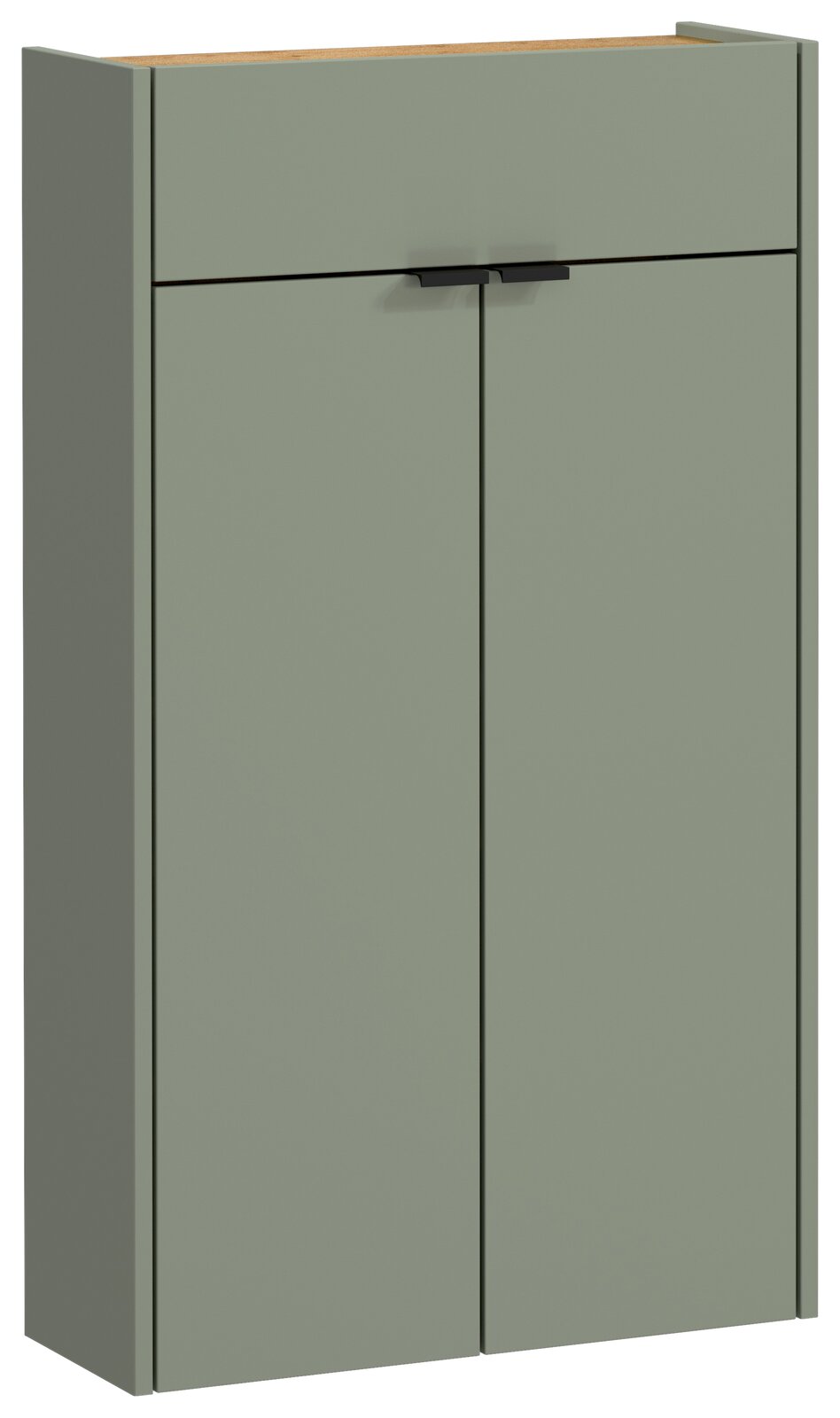 MID.YOU Hängeschuhschrank AMECA Grüner Hängeschuhschrank mit zwei Türen und einer Schublade, Frontalansicht