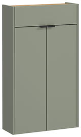Grüner Hängeschuhschrank mit zwei Türen und einer Schublade, Frontalansicht