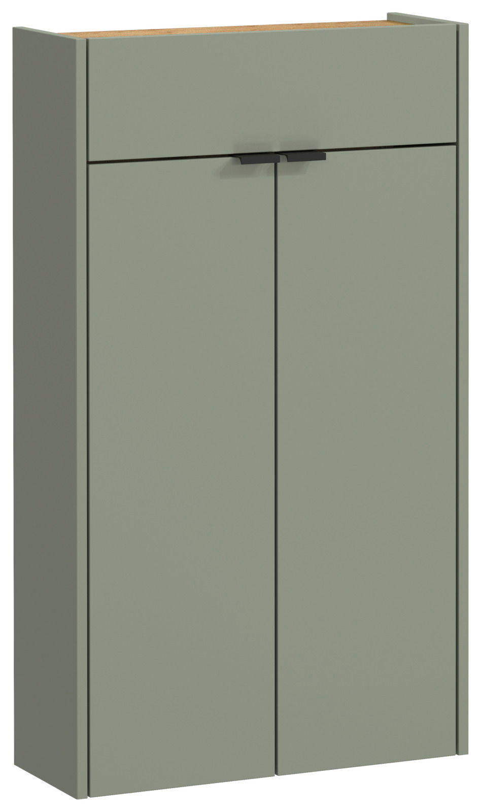 XORA Hängeschuhschrank AMECA Grüner Hängeschuhschrank mit zwei Türen und einer Schublade, Frontalansicht