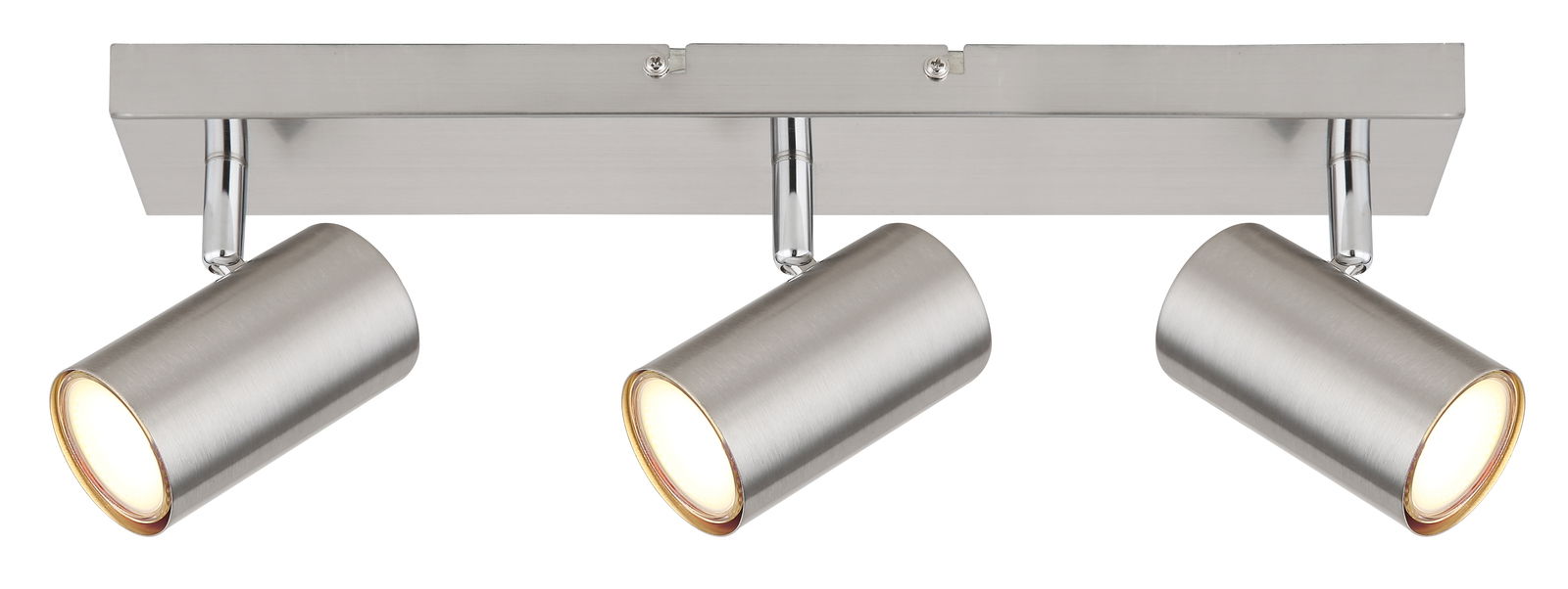 Globo Lighting Spot ROBBY Dreifacher Deckenstrahler aus gebürstetem Metall in seitlicher Perspektive