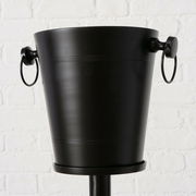 Schwarzer, runder Weinkühler Amara mit seitlichen Griffen, seitliche Perspektive