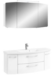 Moderne Badkombination mit Spiegelschrank und Waschbeckenunterschrank, Frontalansicht