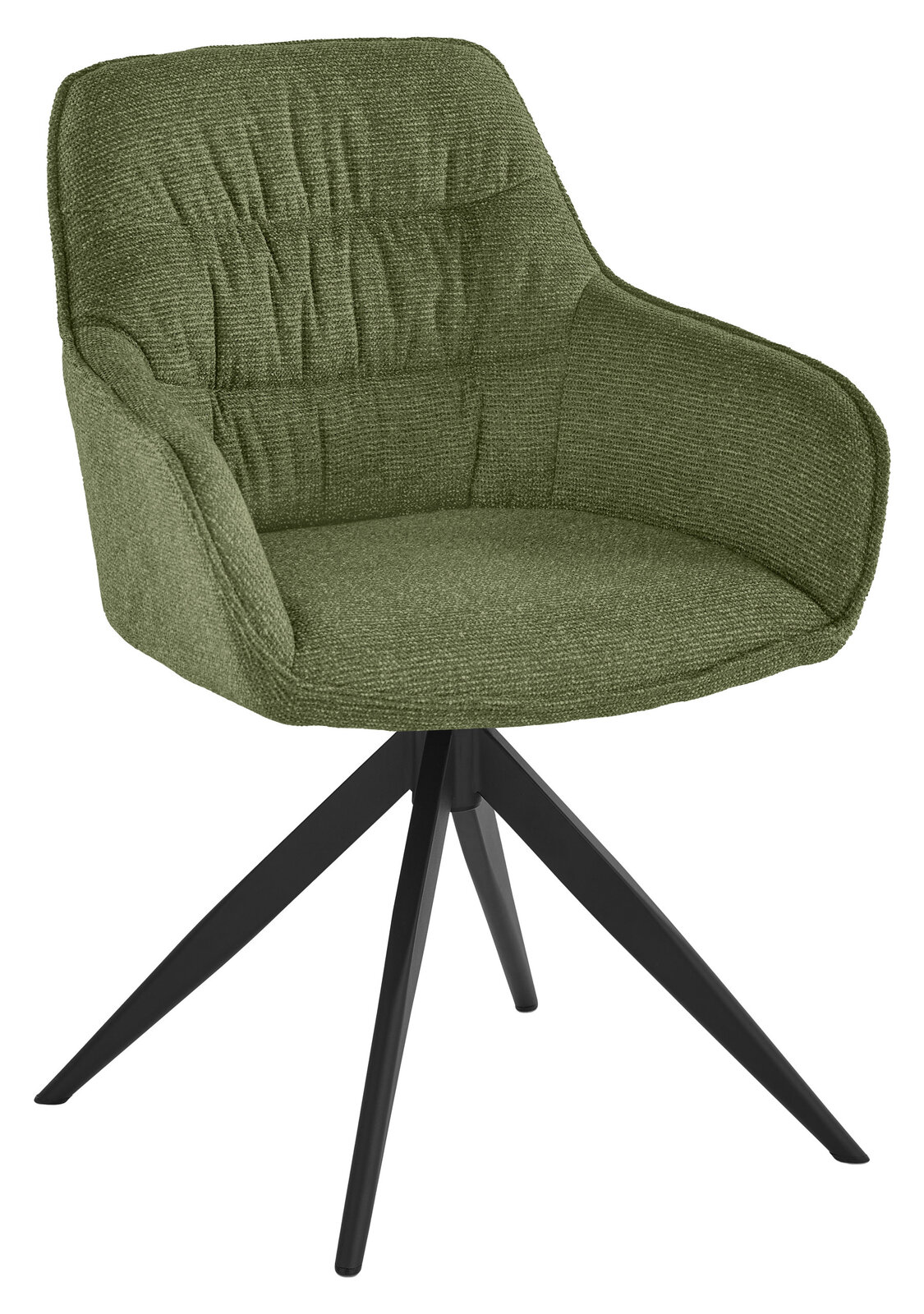 Musterring Armlehnstuhl MR XE 01 Grüner Armlehnstuhl mit schwarzem Metallgestell, seitliche Perspektive