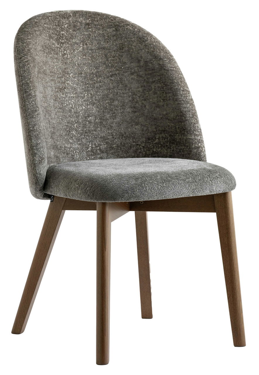 Connubia Stuhl TUKA MID Grauer Stuhl mit gepolsterter Rückenlehne und Sitzfläche, Holzbeine, seitliche Perspektive
