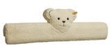 Plüschiger Kopfschutz in Form eines Teddybären, seitliche Perspektive