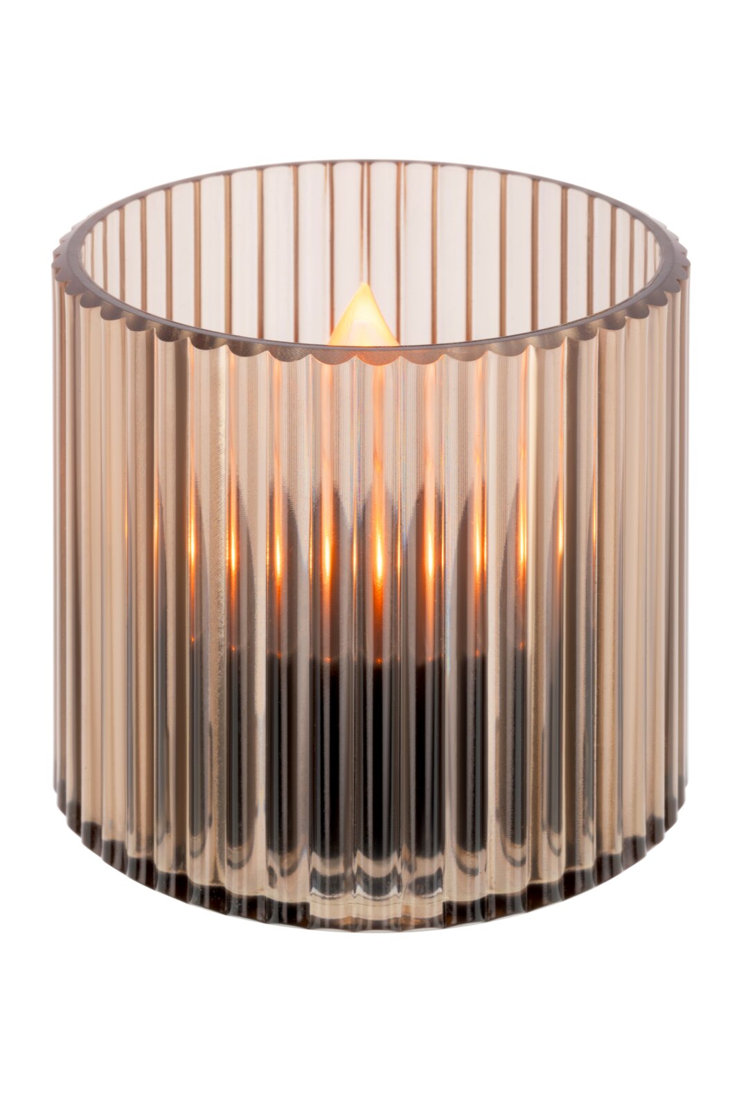 Ronde zonne-lamp met geribbeld glasontwerp, zijaanzicht