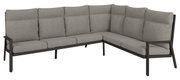 Grijze zithoek met metalen frame, zijaanzicht