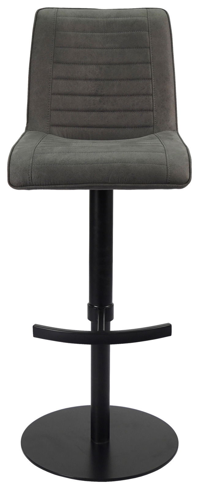 Novel Barstuhl WILLY Moderner Barstuhl in Grau mit gepolsterter Rückenlehne und schwarzem Metallfuß, Frontalansicht