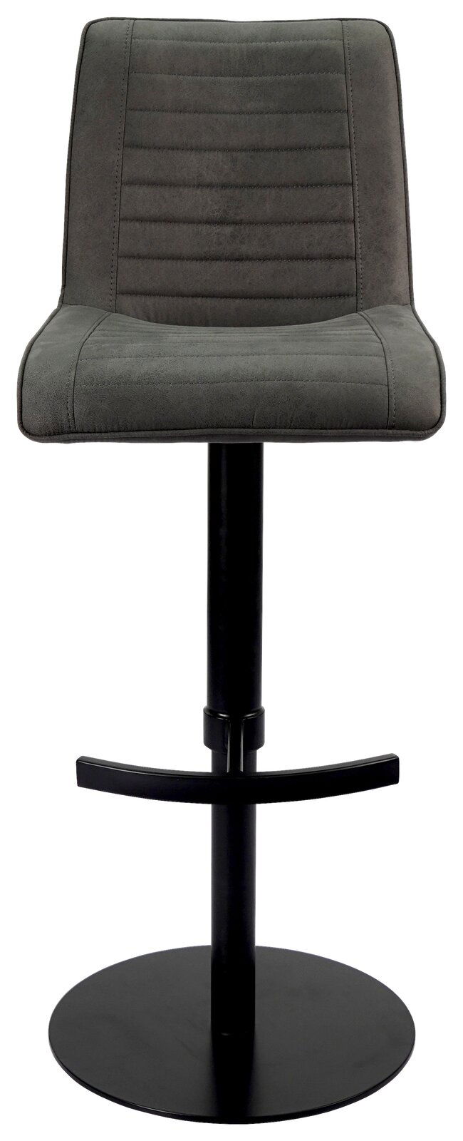 Novel Barstuhl WILLY Moderner Barstuhl in Grau mit gepolsterter Rückenlehne und schwarzem Metallfuß, Frontalansicht