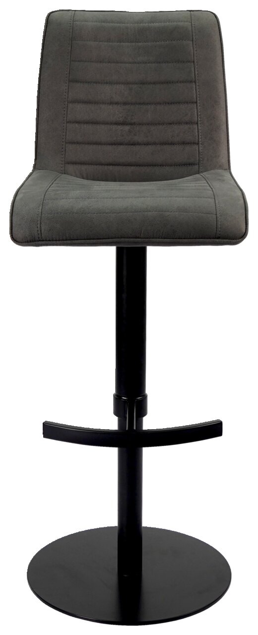 Novel Barstuhl WILLY Moderner Barstuhl in Grau mit gepolsterter Rückenlehne und schwarzem Metallfuß, Frontalansicht