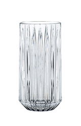 Klarglas-Longdrinkglas mit vertikalem Rillenmuster, frontale Ansicht