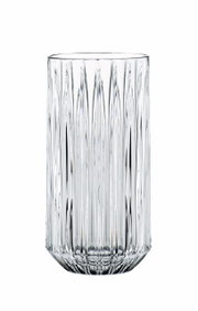 Klarglas-Longdrinkglas mit vertikalem Rillenmuster, frontale Ansicht