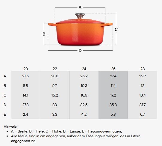 Runder Bräter 26 cm in der Farbe Flint, seitliche Perspektive mit Deckel und Griffen.