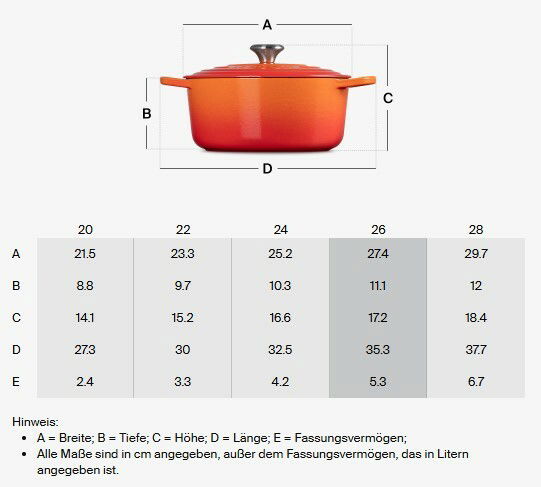 Runder Bräter 26 cm in der Farbe Flint, seitliche Perspektive mit Deckel und Griffen.