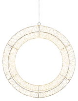 LED-Kranz mit einem Durchmesser von 50 cm, aus geflochtenem Material, von vorne betrachtet, mit warmweißen Lichtern.