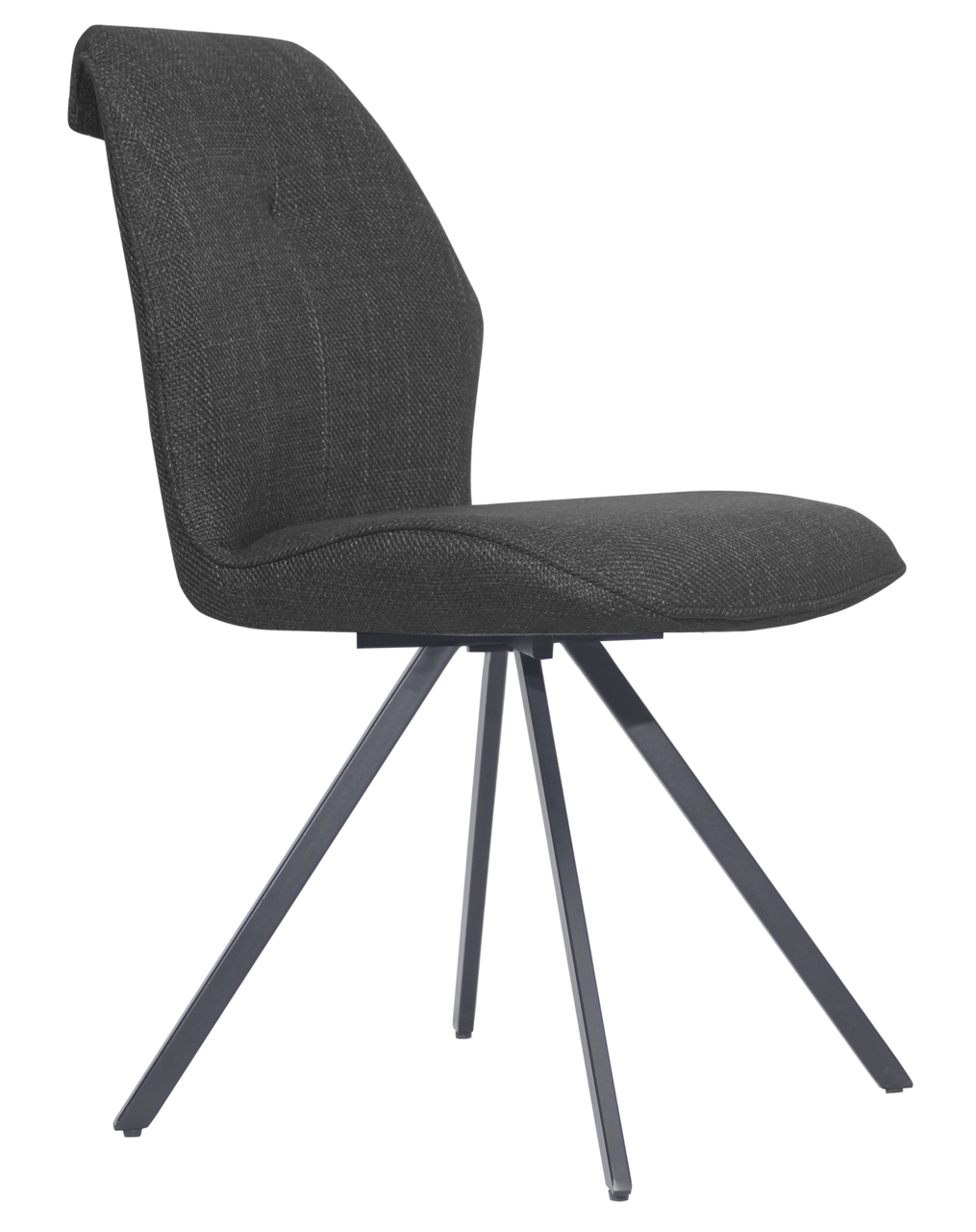 Stylife Stuhl SCOOTER Moderner schwarzer Stuhl mit Stoffbezug und Metallbeinen, seitliche Perspektive