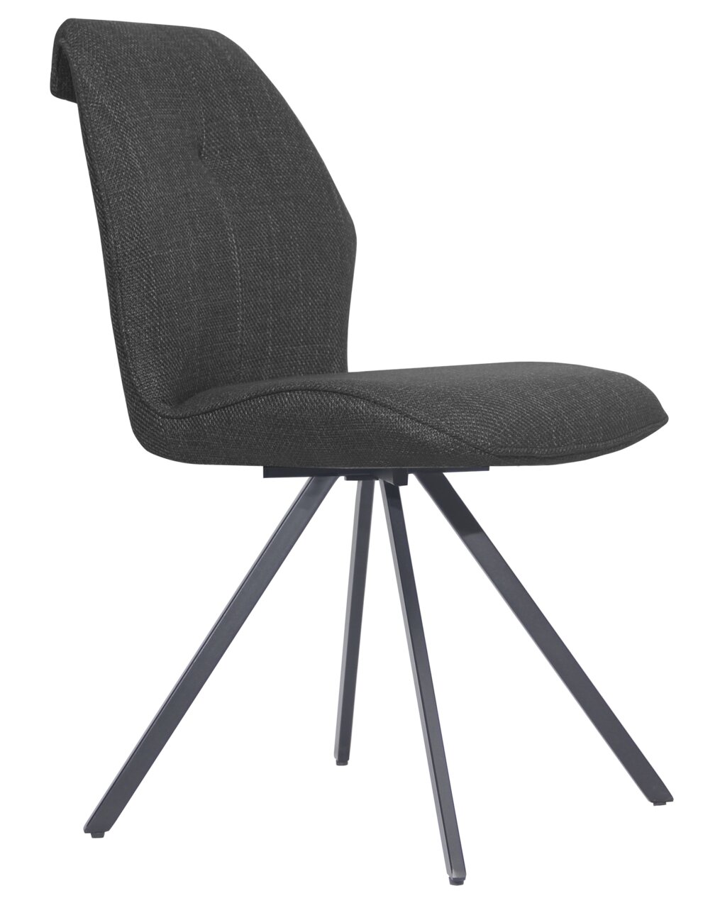 Stylife Stuhl SCOOTER Moderner schwarzer Stuhl mit Stoffbezug und Metallbeinen, seitliche Perspektive