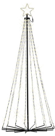LED Baum mit Eisenstruktur und Twinkle Effekt, frontal betrachtet, mit leuchtendem Stern an der Spitze.