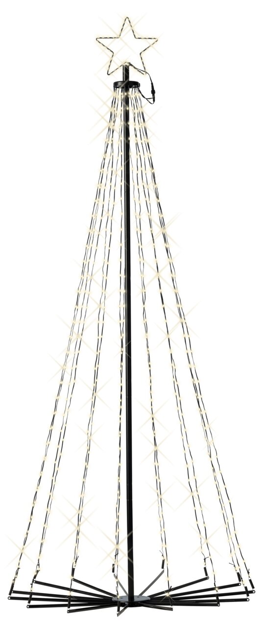 Lumineo LED-Baum 180cm LED Baum mit Eisenstruktur und Twinkle Effekt, frontal betrachtet, mit leuchtendem Stern an der Spitze.