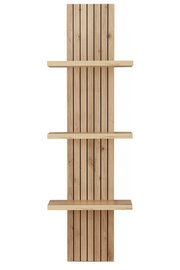 Wandpaneel aus Holz mit drei Regalböden, vertikale Perspektive