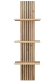 Wandpaneel aus Holz mit drei Regalböden, vertikale Perspektive