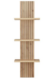 Wandpaneel aus Holz mit drei Regalböden, vertikale Perspektive