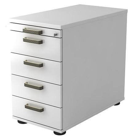 Cantus Standcontainer FLIXX Weißer Standcontainer mit fünf Schubladen, seitliche Perspektive