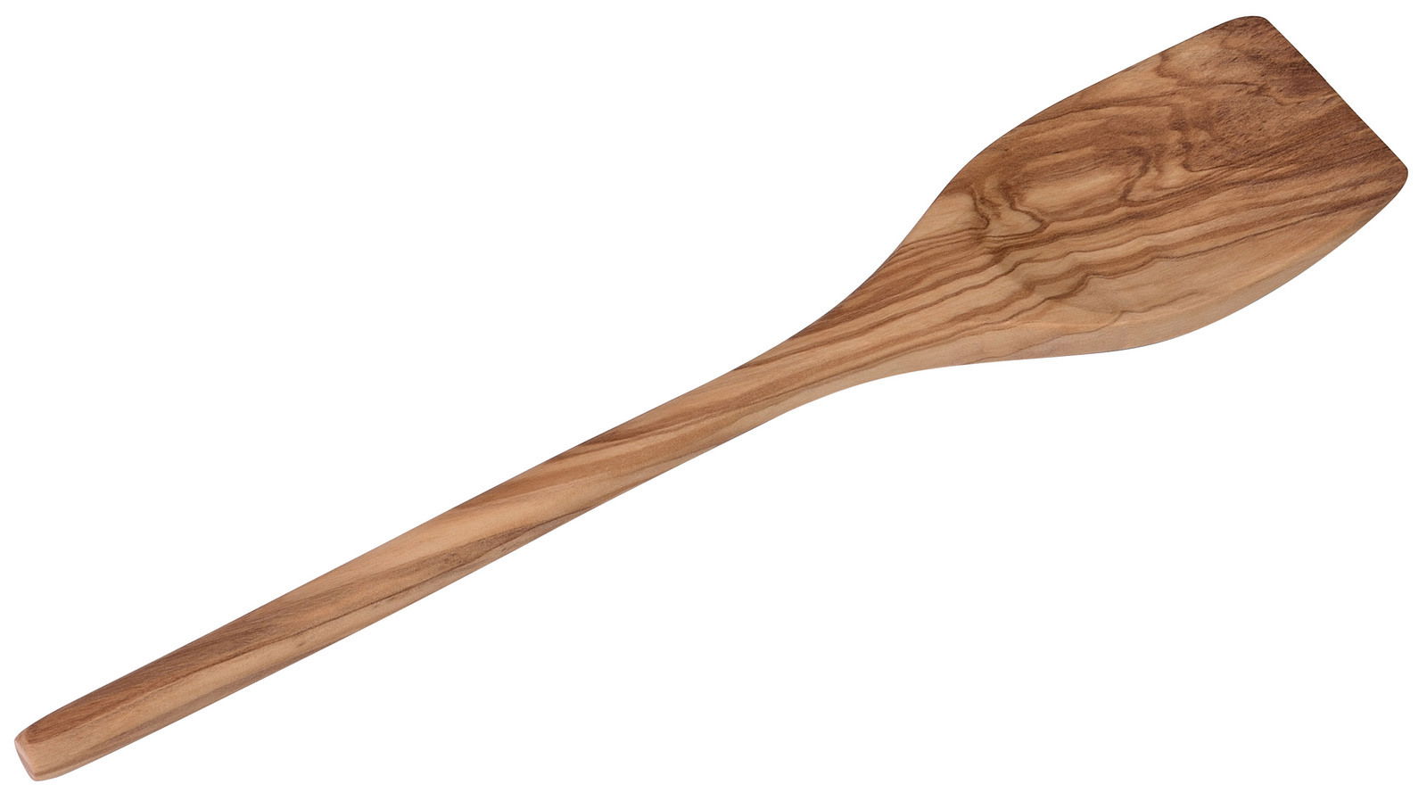 Pfannenwender aus Holz in seitlicher Perspektive