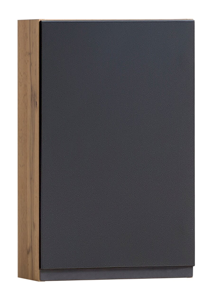 XORA Hängeschrank VARESE Moderner Hängeschrank mit dunkler Front und Holzseiten, Frontalansicht